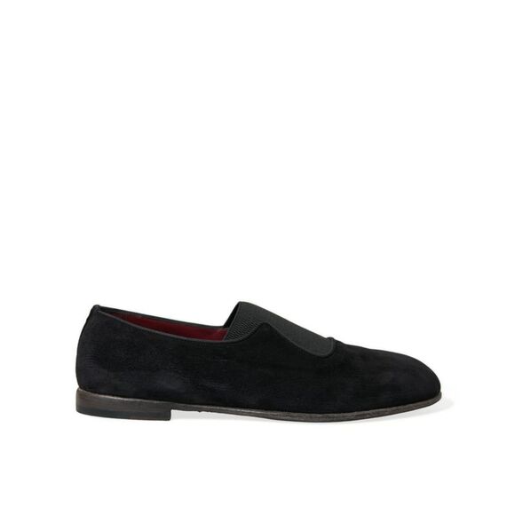 Dolce & Gabbana Black RUNWAY Velour AMALFI Loafers Men's Shoes